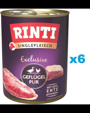 RINTI Singlefleisch Exclusive Poultry Pure 6x800 g conserva caine, cu pasare