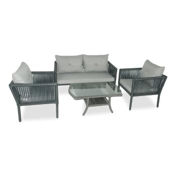 Set mobilier de grădină gri din ratan artificial pentru patru persoane Shangai 38 – Floriane Garden