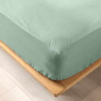 Cearceaf verde deschis din bumbac organic cu elastic 180x200 cm Biolina – douceur d'intérieur