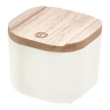 Cutie depozitare cu capac din lemn paulownia iDesign Eco, 9 x 9 cm, alb