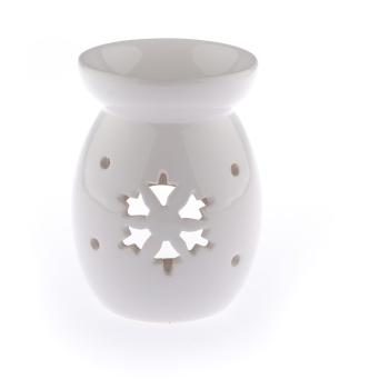 Lampă aromaterapie din ceramică cu model de fulg de nea Dakls, alb, înălțime 14 cm