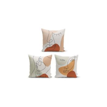 Set 3 fețe de pernă decorative Minimalist Cushion Covers Woman Face, 45 x 45 cm