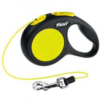 FLEXI Neon XS, lesă retractabilă câini, 8kg, șnur, 3m, neon