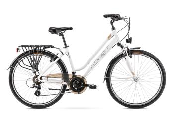 Bicicleta de trekking pentru femei Romet Gazela 26 1 Alb/Auriu 2022