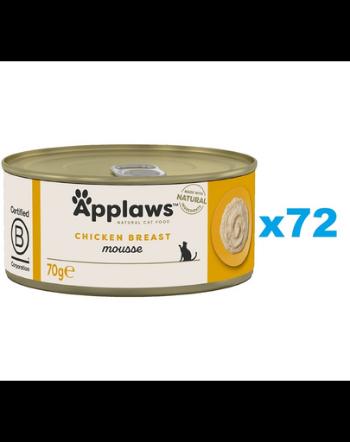 APPLAWS Cat Adult Mousse Chicken Conserve hrana pisica, mousse cu pui 72x70g