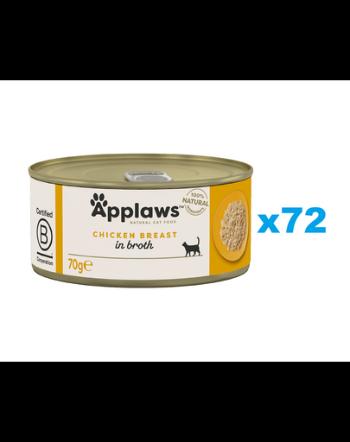 APPLAWS Cat Adult Chicken Breast in Broth 72x70 g conserva hrana pentru pisica, piept de pui in supa