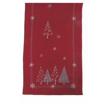 Napron pentru masă de Crăciun Villa d'Este Xmas Geometric, 40 x 175 cm, roșu