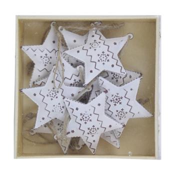 Set 10 decorațiuni metalice pentru Crăciun în formă de stea Ego Dekor Christmas Box, alb