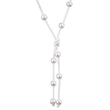 JwL Luxury Pearls Colier din piele lungă 3in1 cu perle drepte JL0497