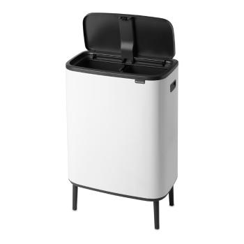 Coș de gunoi alb de reciclat/cu senzori de atingere din oțel 60 l Bo Touch Bin Hi – Brabantia