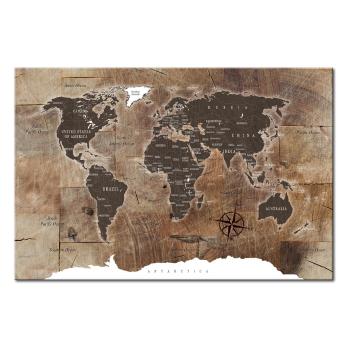 Avizier cu harta lumii Bimago Wooden Mosaic, 120 x 80 cm