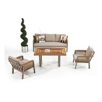 Set mobilier de grădină bej pentru cinci persoane Artemis Plus – Floriane Garden