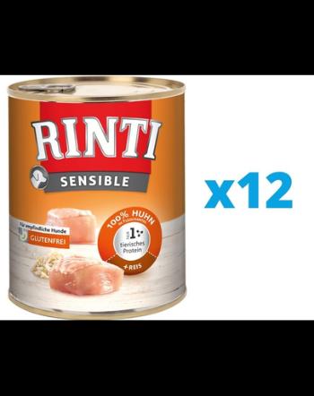 RINTI Sensible hrana umeda caini adulti cu alergii alimentare, cu pui si orez 12 x 800 g