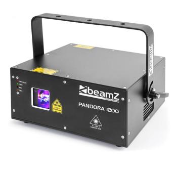 Beamz PANDORA 1200, laser TTL RGB, canale DMX 12/23, clasa: 4, negru