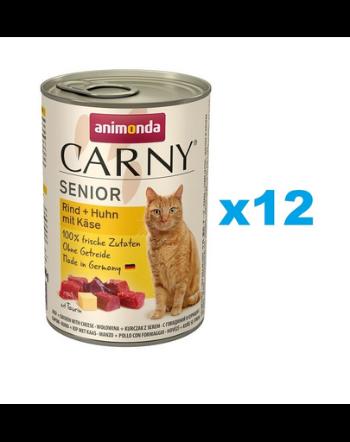 ANIMONDA Carny Senior set conserve hrana pisica senior 12x400 g vita, pui si branza