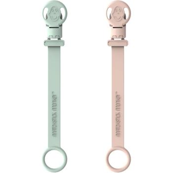 Matchstick Monkey Soother Clips clips pentru suzetă Mint Green & Dusty Pink 2 buc