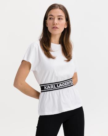 Karl Lagerfeld Logo Tape Tricou Alb