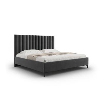 Pat matrimonial gri închis tapițat cu spațiu de depozitare și somieră 180x200 cm Casey – Mazzini Beds