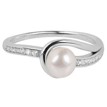 Silver Cat Elegant inel cu zirconi și perlat SC282 58 mm