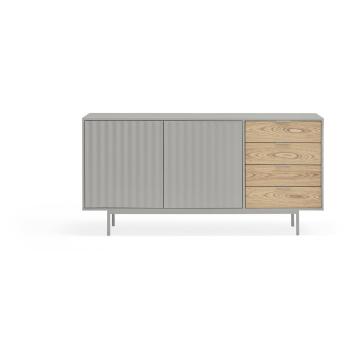 Comodă gri/în culoare naturală joasă cu aspect de lemn de stejar 159x80 cm Sierra – Teulat