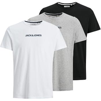 Jack&Jones 3 PACK- tricou pentru bărbați JACRAIN Regular Fit 12184812 Black White - LGM XL