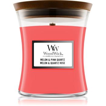 Woodwick Melon & Pink Quarz lumânare parfumată  cu fitil din lemn 85 g