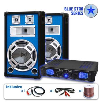 Electronic-Star Set Blue Star PA Seria "Basskick" 1600 W, 1 amplificator și 2 difuzoare