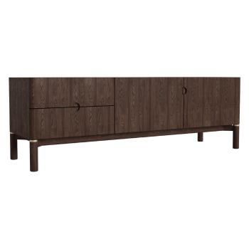 Comodă TV maro închis cu aspect de lemn de stejar 160x55 cm Arun – Unique Furniture