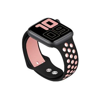 4wrist Curea din silicon pentru Apple Watch - Neagră / Roz deschis 38/40 mm