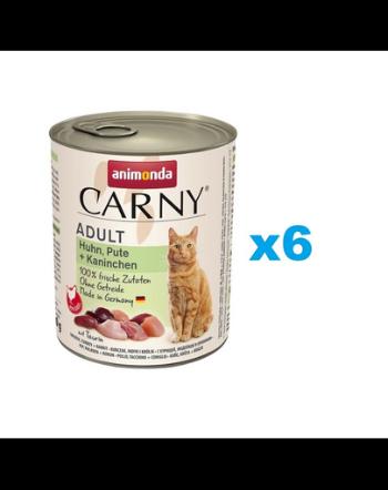 ANIMONDA Carny Adult Chicken, Turkey, Rabbit 6x800 g pui, curcan, iepure hrana umeda pentru pisici adulte