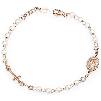Amen Pink aur placat cu bratara de argint cu rozariu BRORBZ-M3 perle si zirconi