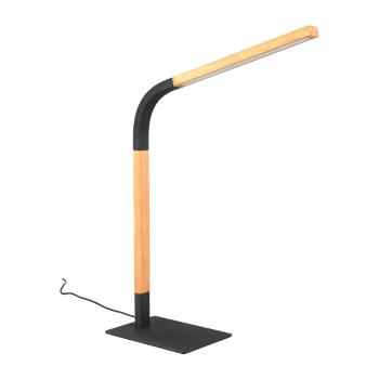 Veioză neagră/în culoare naturală LED cu intensitate reglabilă cu abajur din lemn (înălțime 73,5 cm) Norris – Trio