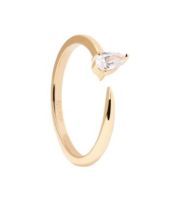 PDPAOLA Inel delicat placat cu aur decorat cu pietre de zircon Twing Gold AN01-864 50 mm