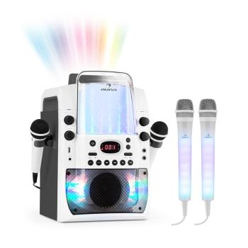 Auna Kara Liquida BT culoare gri + Set microfon Dazzl, dispozitiv karaoke, iluminare LED