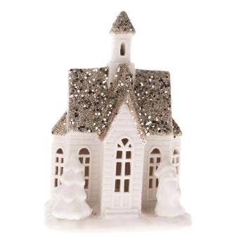 Decorațiune din porțelan cu lumină LED Dakls House, înălțime 12,8 cm