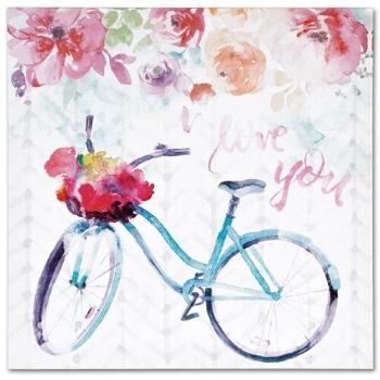 Pictură pe pânză Floral bicycle, 28 x 28 cm