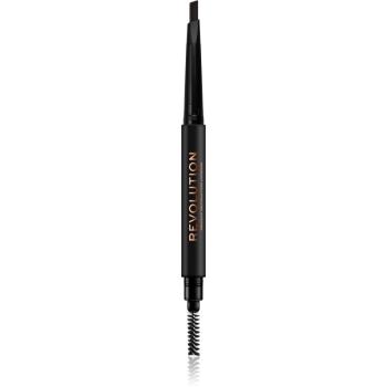 Makeup Revolution Duo Brow Definer creion sprâncene precise culoare Dark Brown 0,25 g