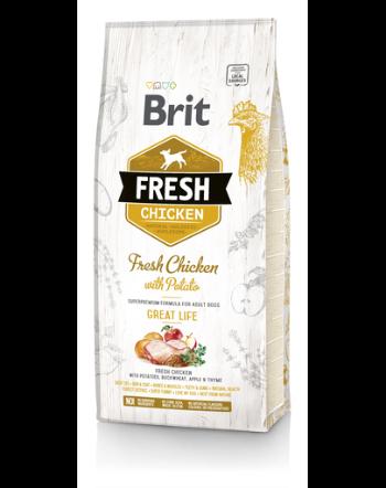 BRIT Fresh Adult Great Life hrana uscata caini adulti, pui si cartofi 24 kg (2 x 12 kg)