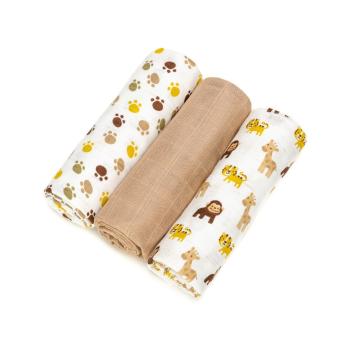 Set 3 scutece din bumbac T-TOMI Tetra Monkey, 70 x 70 cm