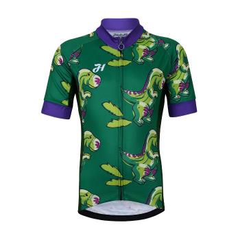 
                 HOLOKOLO Tricou de ciclism cu mânecă scurtă - DINOSAURS KIDS - verde  
            