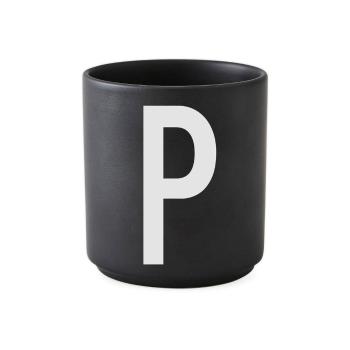 Cană din porțelan Design Letters Alphabet P, 250 ml, negru