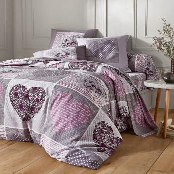 Lenjerie de pat Lovely - gri/lila - Mărimea fată de pernă 65 x 65 cm