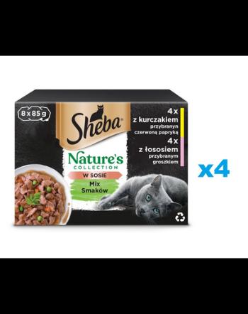 SHEBA 32x85g Nature's Collection Mix Hrana umeda pisica, cu pui si ardei, somon si mazare