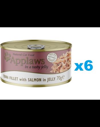 APPLAWS Cat Adult Tuna Fillet with Salmon in Jelly Conserve hrana pentru pisica senior, cu ton si somon in aspic 6x70g