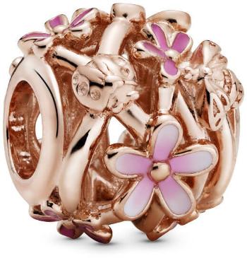 Pandora Mărgea din bronz cu flori roz 788772C01