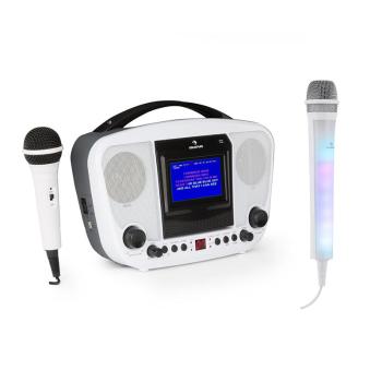 Auna KaraBanga, sistem karaoke, bluetooth + microfon Kara Dazzl, alb