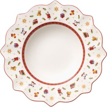 Farfurie adâncă din porțelan cu model de Crăciun Toy's Delight Villeroy&Boch, ø 26 cm, alb - roșu