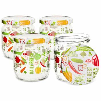 Set borcane din sticlă cu capac pentru conservare Orion Fruit 0,425 l, 4 buc.