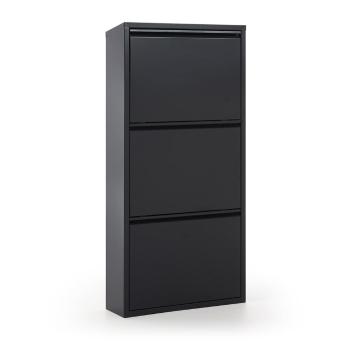 Suport de pantofi din metal cu 3 uși verticale Kave Home Rox, negru