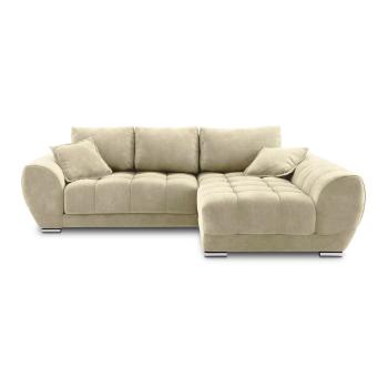 Colțar extensibil cu tapițerie de catifea și șezlong pe partea dreaptă Windsor & Co Sofas Nuage, bej